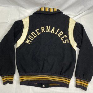 Vintage 50s "Modernaires" PHS black yellow Varsity Letterman Wool Jacket Size 38